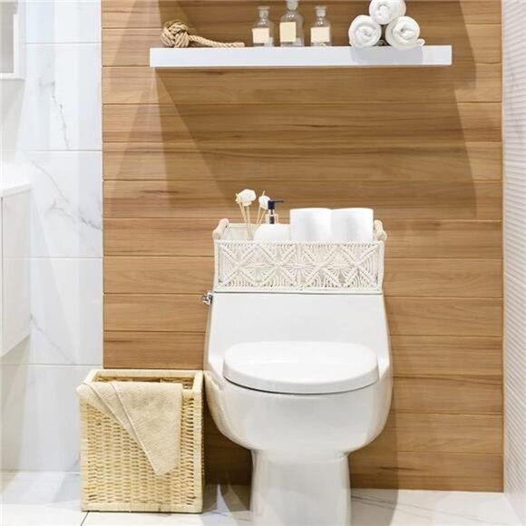 Macrame Storage Basket Boho Decor Baskets for Organizing Woven Decorative Basket - Picture 3 of 8